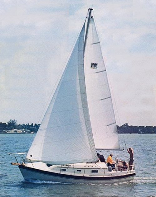 Watkins 27 sailboat under sail
