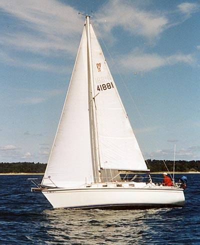 Watkins 29 sailboat under sail