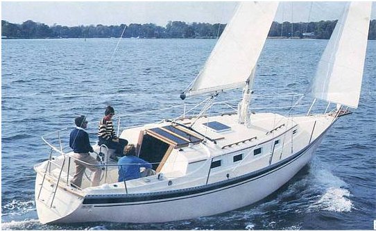 Watkins 33 sailboat under sail