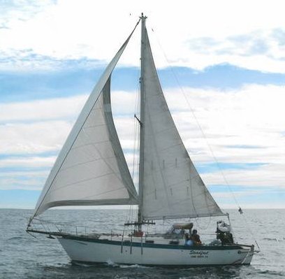 Westsail 28 sailboat under sail