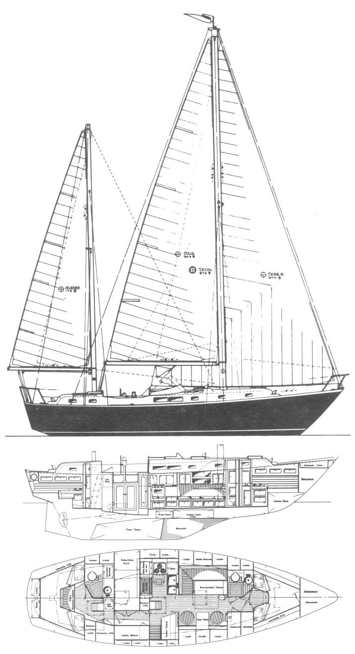 Whitby 42 sailboat under sail