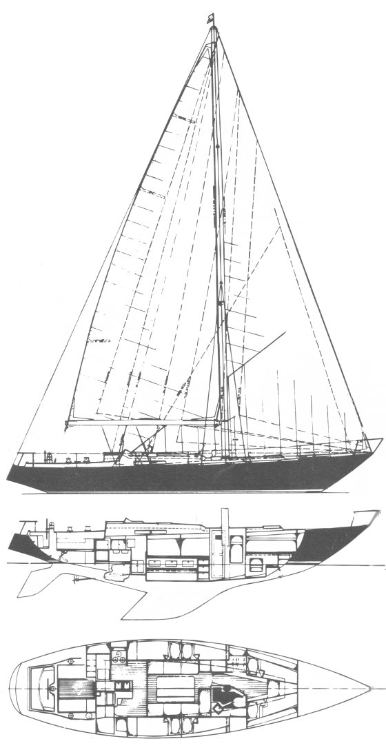 Whitby 45 sailboat under sail