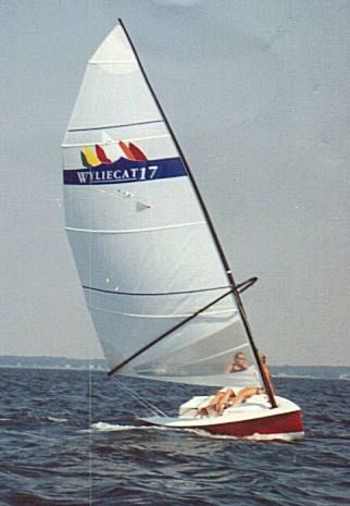 Wyliecat 17 sailboat under sail