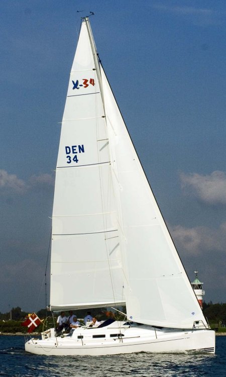 X 34 sailboat under sail