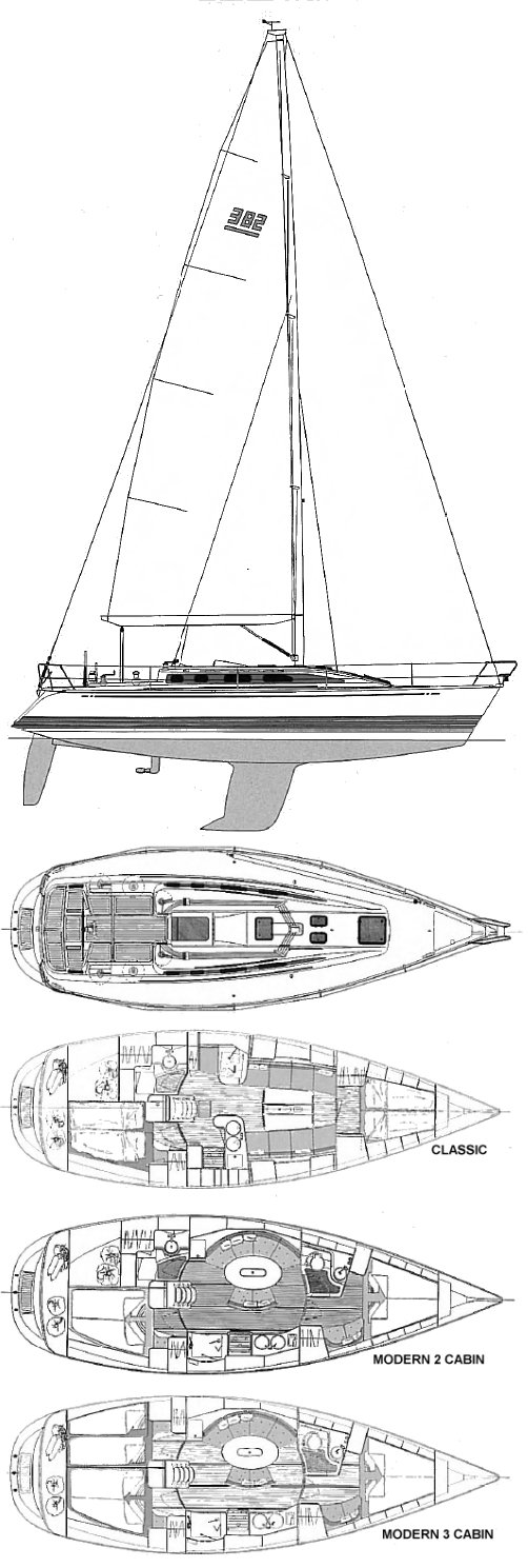 X 382 sailboat under sail
