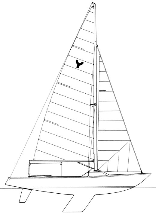 Yngling sailboat under sail